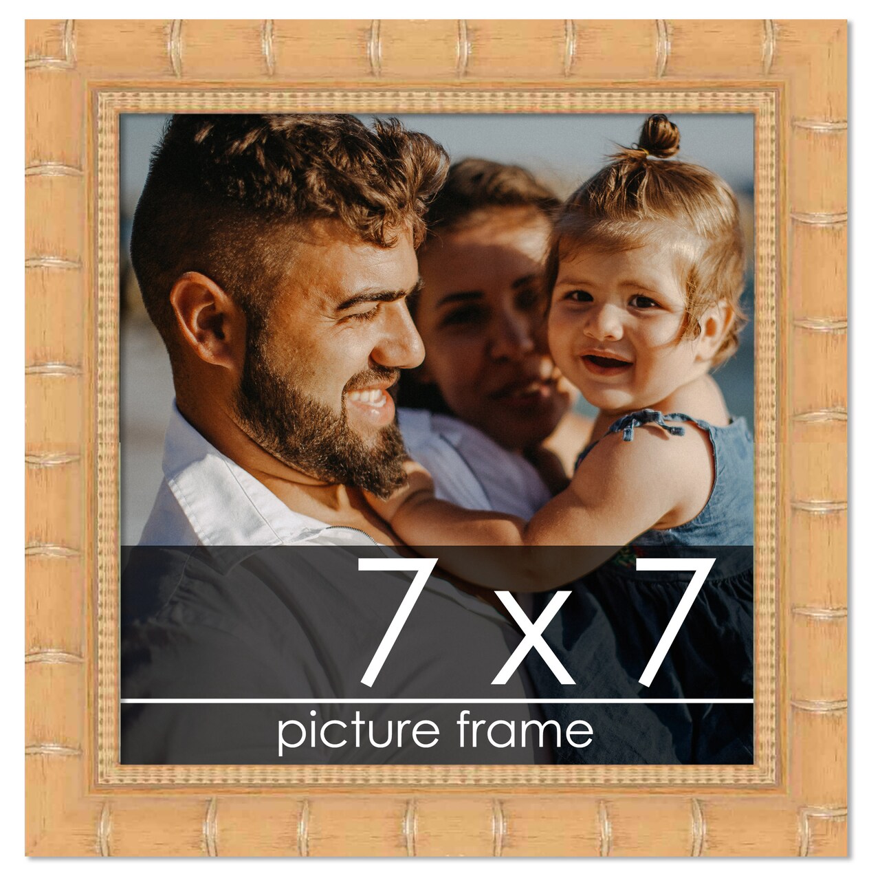 7x7 Natural Modern Bamboo Picture Frame - UV Acrylic, Foam Board Backing, Hanging Hardware